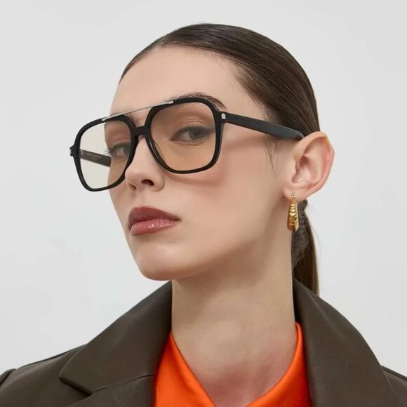 Saint Laurent Women Sunglasses Black Light Yellow Pilot SL545 001 BRAND NEW - Picture 11 of 14